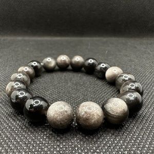 Silver Sheen Obsidian Bracelet - Handmade